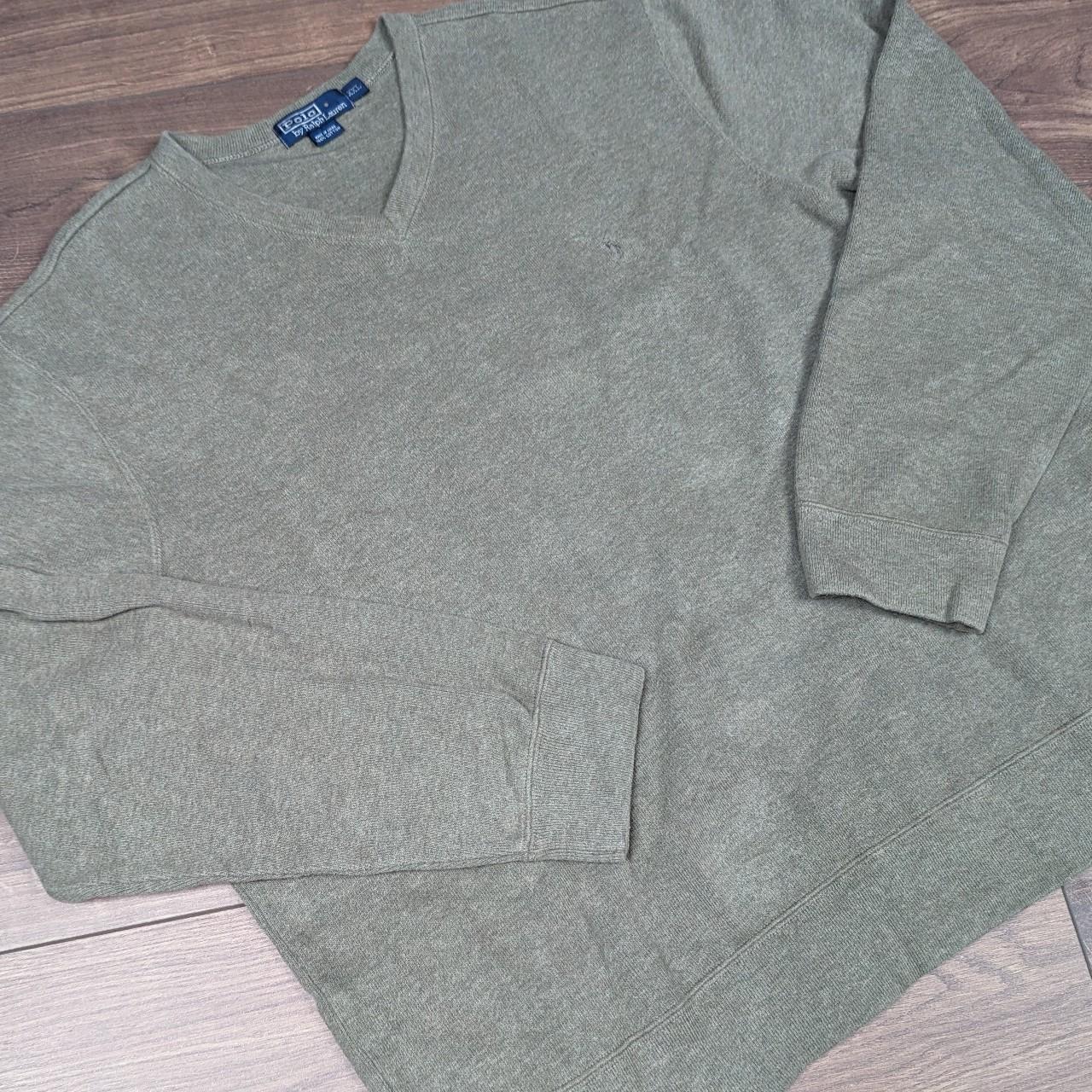POLO RALPH LAUREN Vintage 1980's Khaki V-Neck Jumper XXL