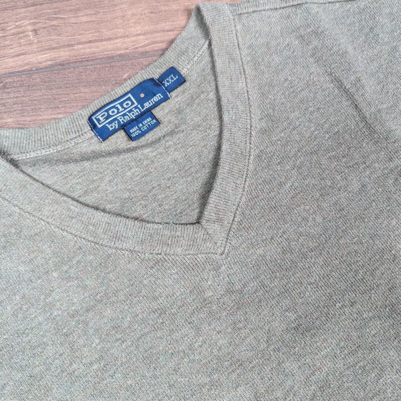 POLO RALPH LAUREN Vintage 1980's Khaki V-Neck Jumper XXL