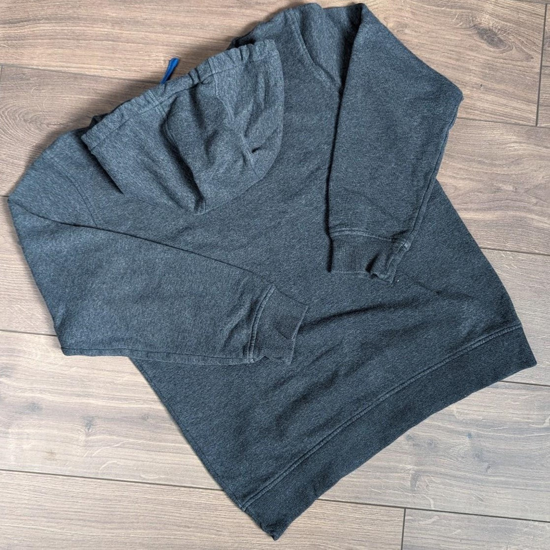 Grey/Blue Adidas Spellout Hoodie Men's M