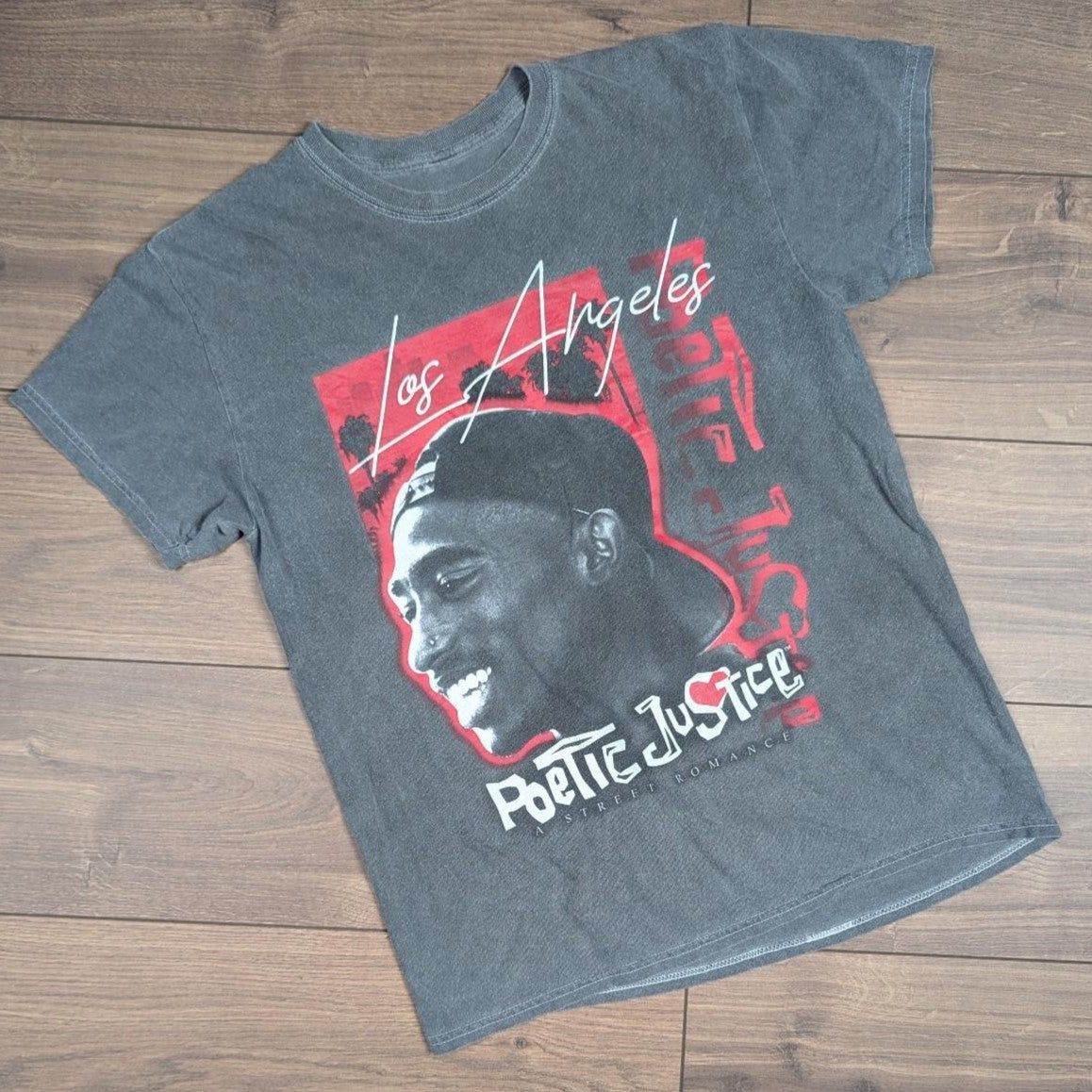Grey Tupac Poetic Justice Graphic Vintage T-Shirt Size M