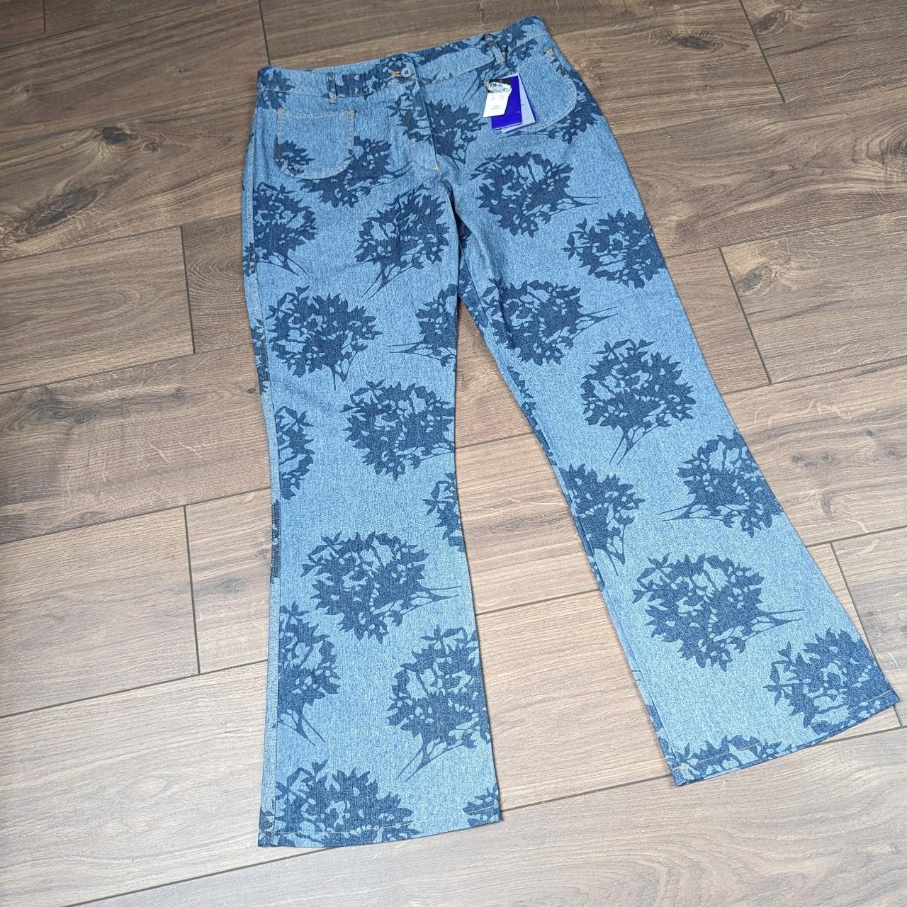 Vintage 00's Designer Low Rise Floral Betty Jackson M&S Autograph Bootcut Jeans