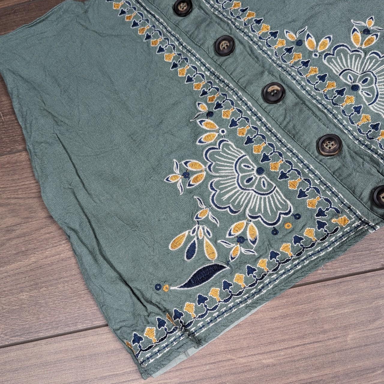Vintage Khaki Green Fairy Cottage A-Line Mini Skirt Size L/UK12 90's 00's Y2K