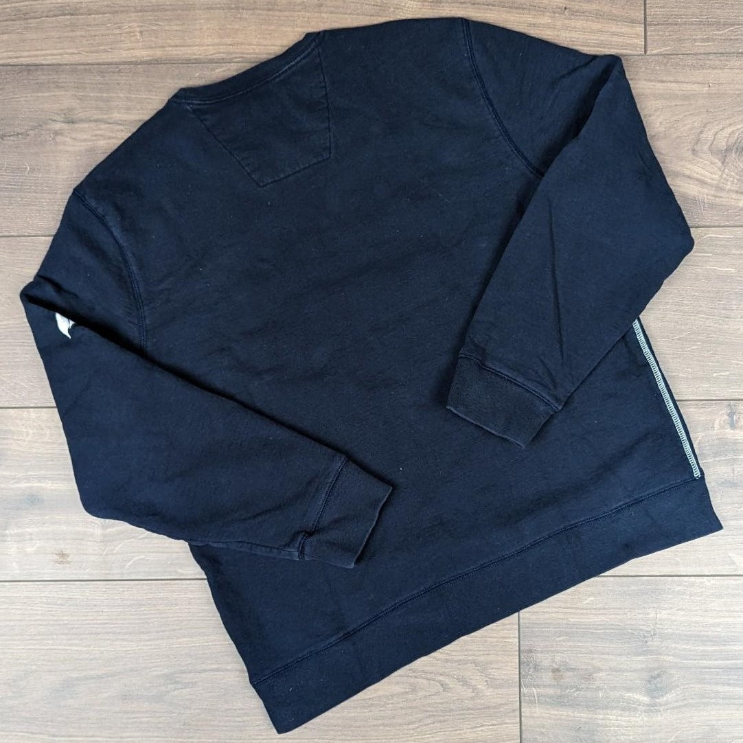 Nautica Sailing Navy Blue/White Embroidered Spellout Logo Sweatshirt Men's L