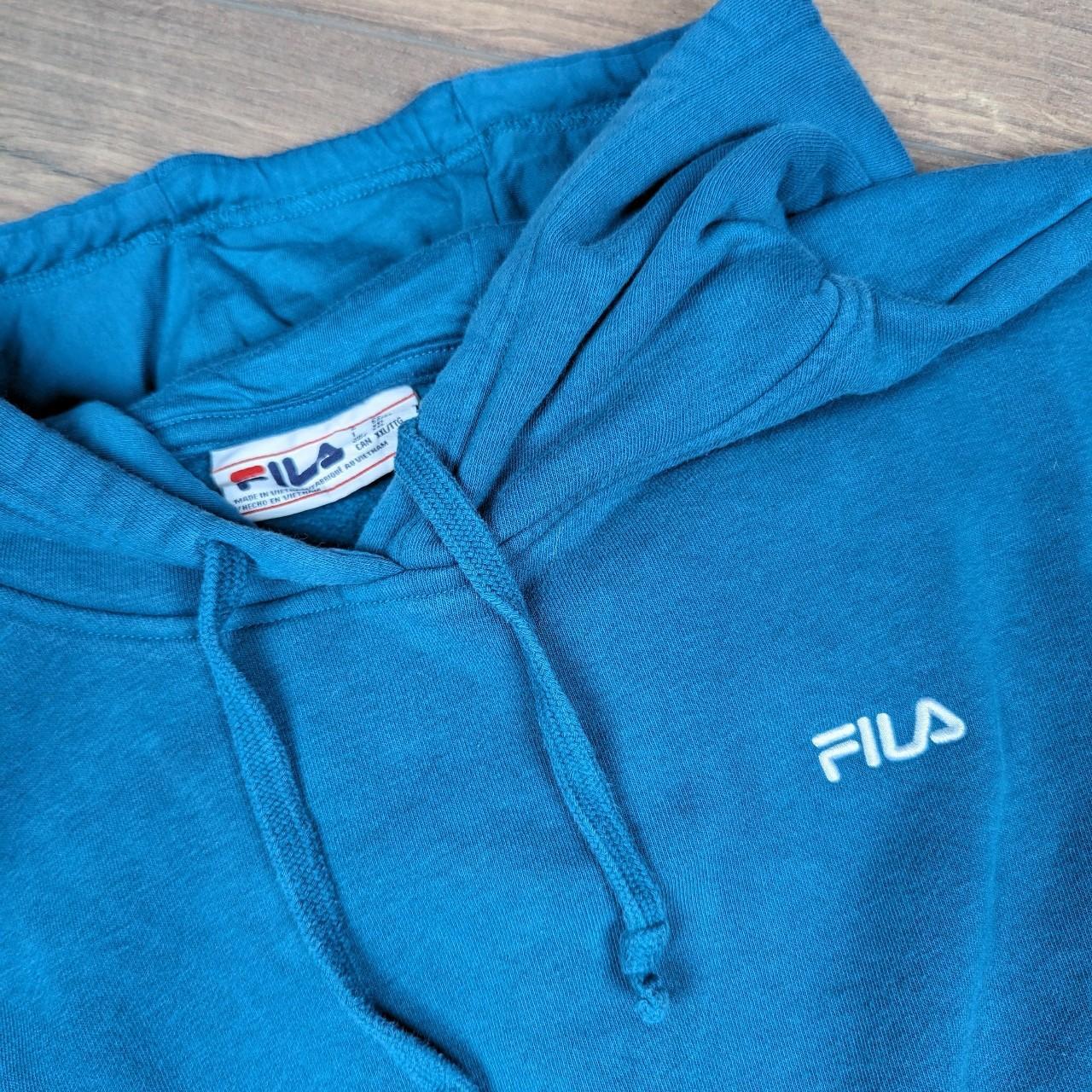 Vintage Fila Teal Blue Hoodie Women's XXL