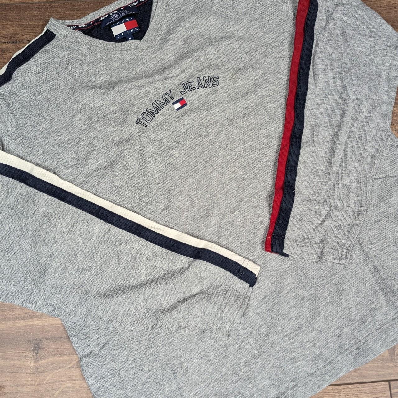 Tommy Hilfiger Jeans Grey V-Neck Breathable Football Jersey Sweatshirt Men's M