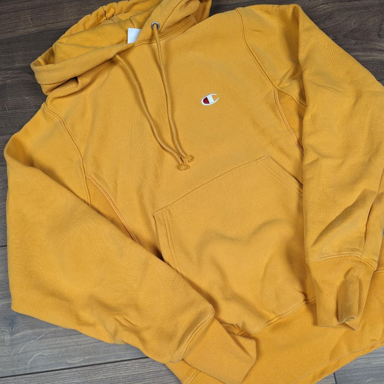 Champion Yellow Reverse Weave Embroidered Logo Hoodie Men's XS
