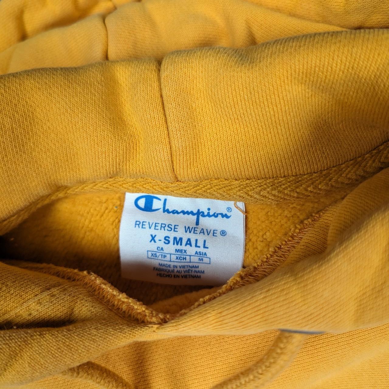 Champion Yellow Reverse Weave Embroidered Logo Hoodie Men's XS