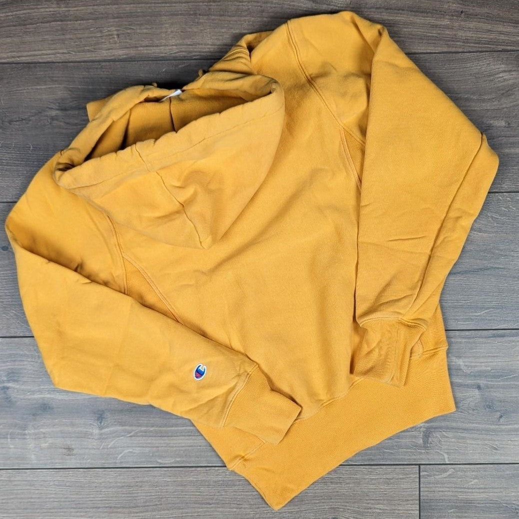 Champion Yellow Reverse Weave Embroidered Logo Hoodie Men's XS