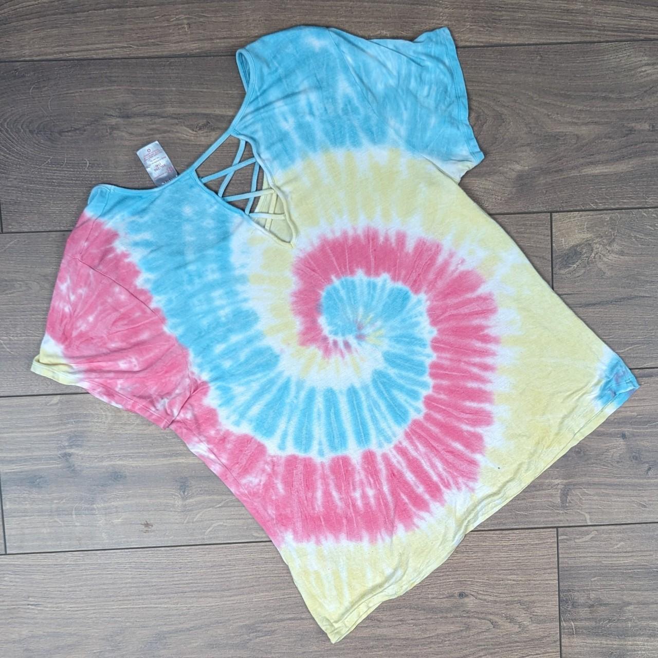 Multicoloured Vintage 00's Y2K Graphic Tie Dye T-Shirt
