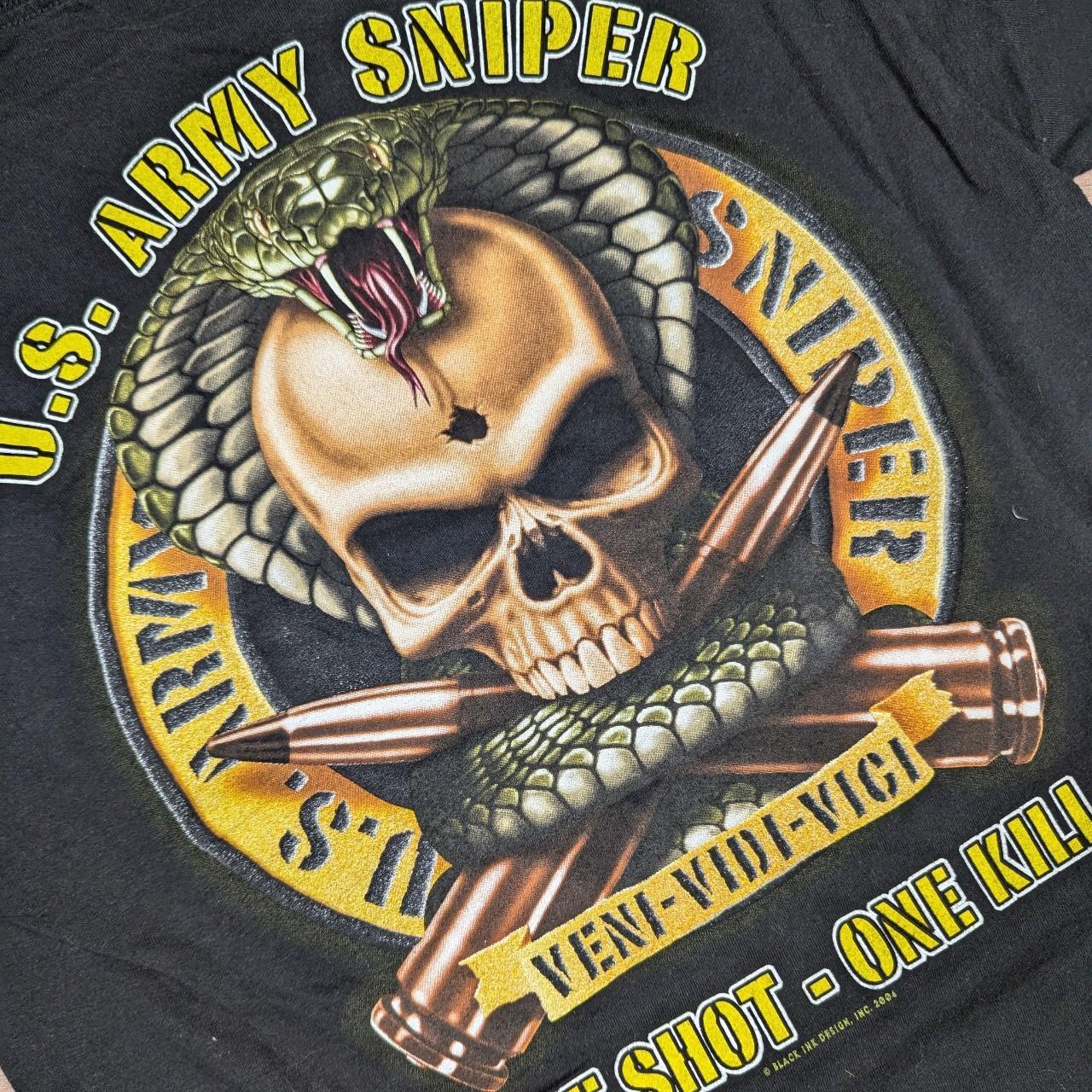 Black Vintage 2004 US Army Sniper Delta Pro Weight Graphic T-Shirt