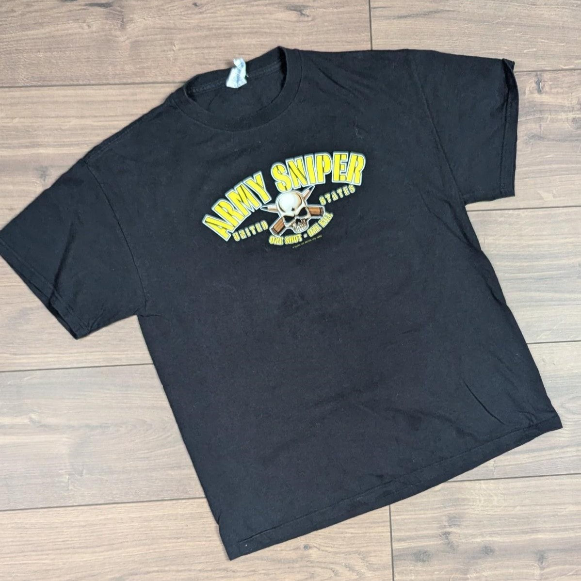 Black Vintage 2004 US Army Sniper Delta Pro Weight Graphic T-Shirt
