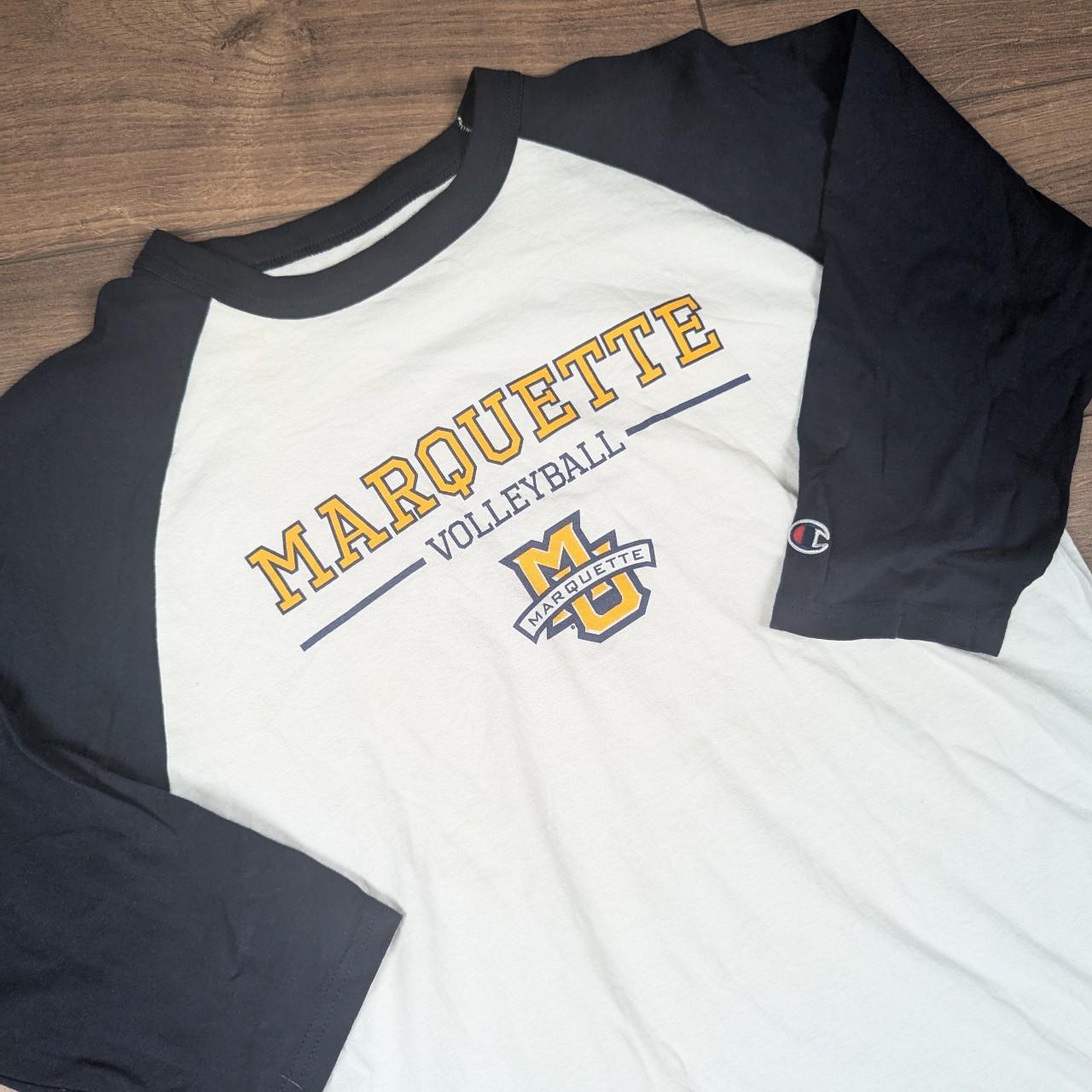 3/4 Sleeve White/Black Vintage Champion Volleyball Graphic Top