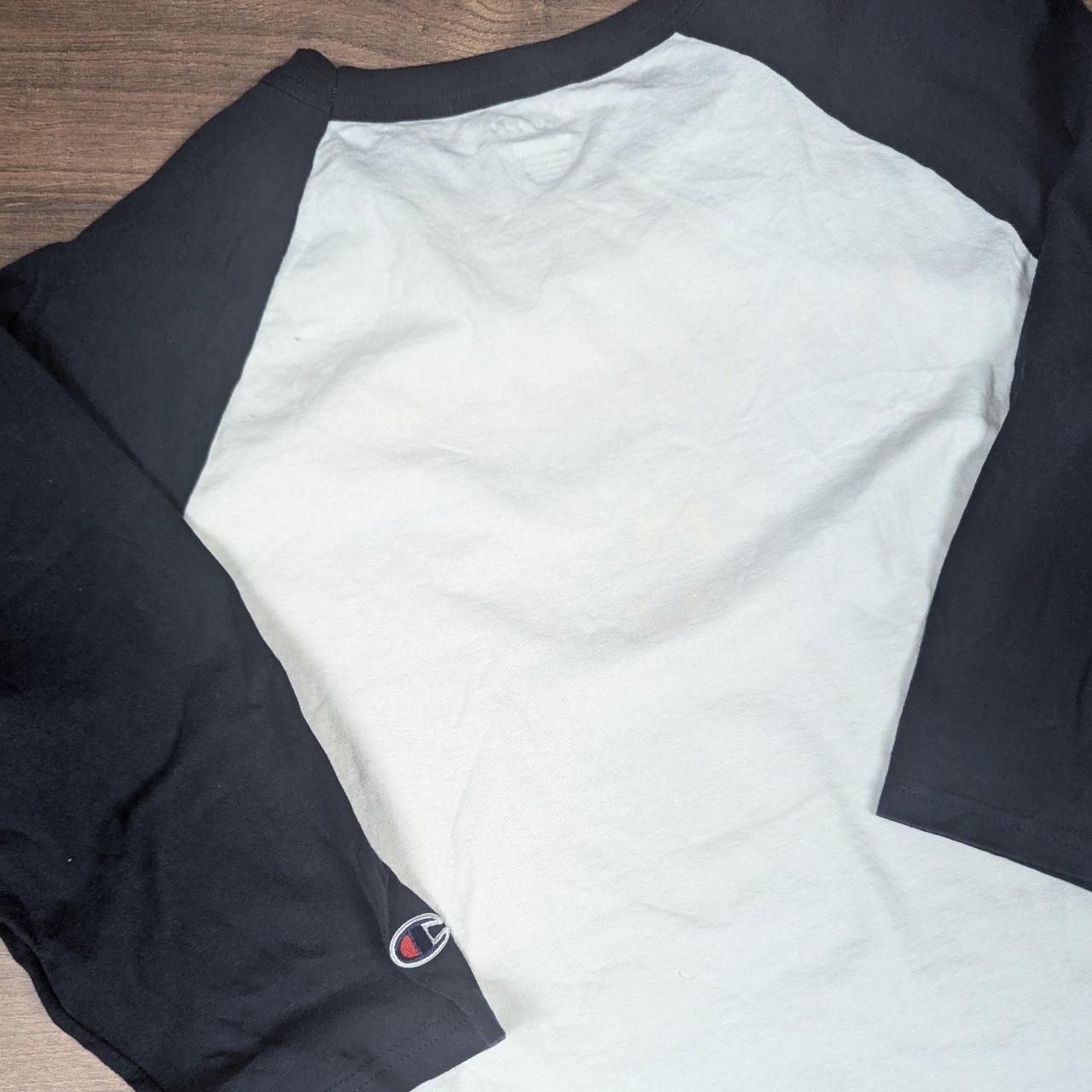 3/4 Sleeve White/Black Vintage Champion Volleyball Graphic Top