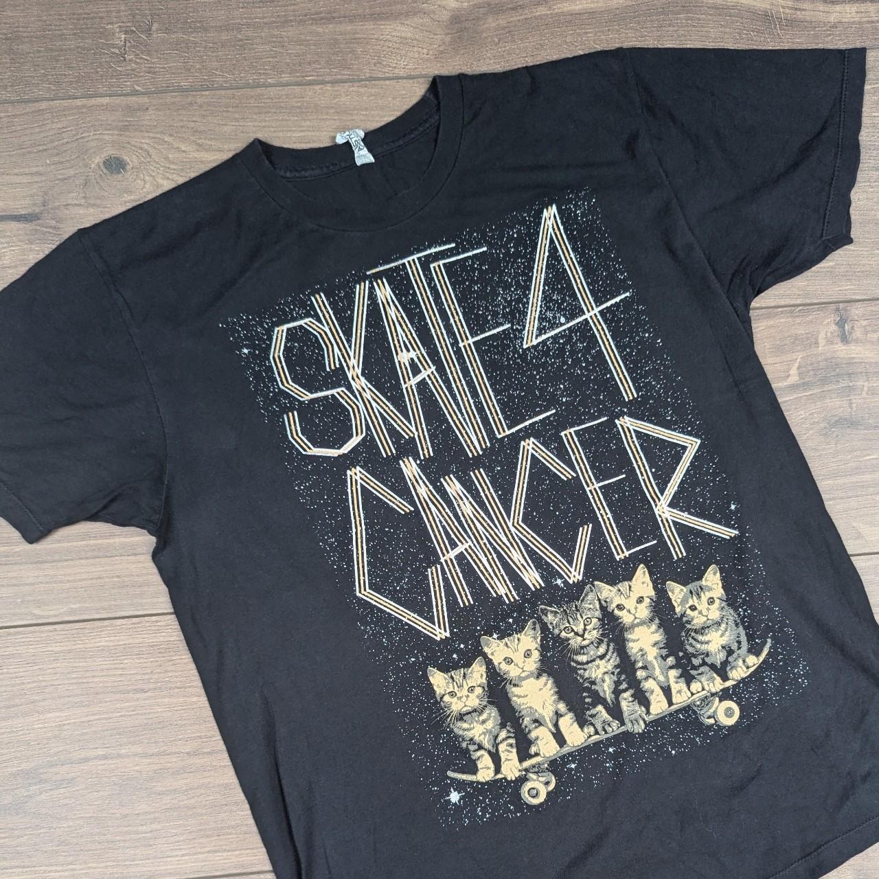 Skate 4 Cancer Single Stitch 00's Vintage Black Graphic T-Shirt Size M