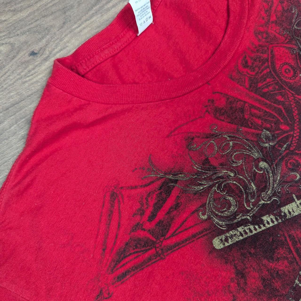 Red Vintage 00's Chinese Graphic T-Shirt Size XL