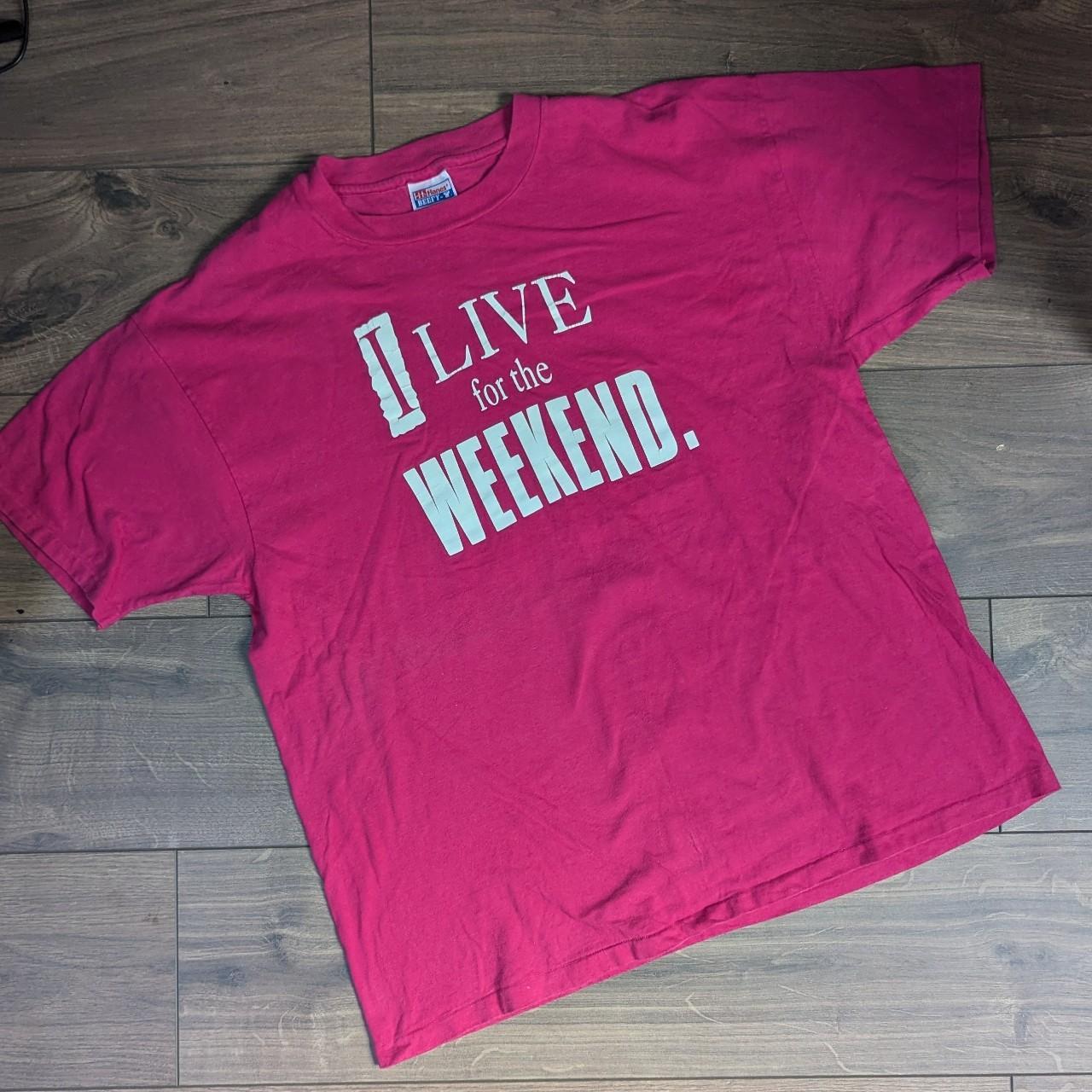 Hanes Pink Graphic Live for the Weekend Graphic Vintage T-Shirt Adults XL