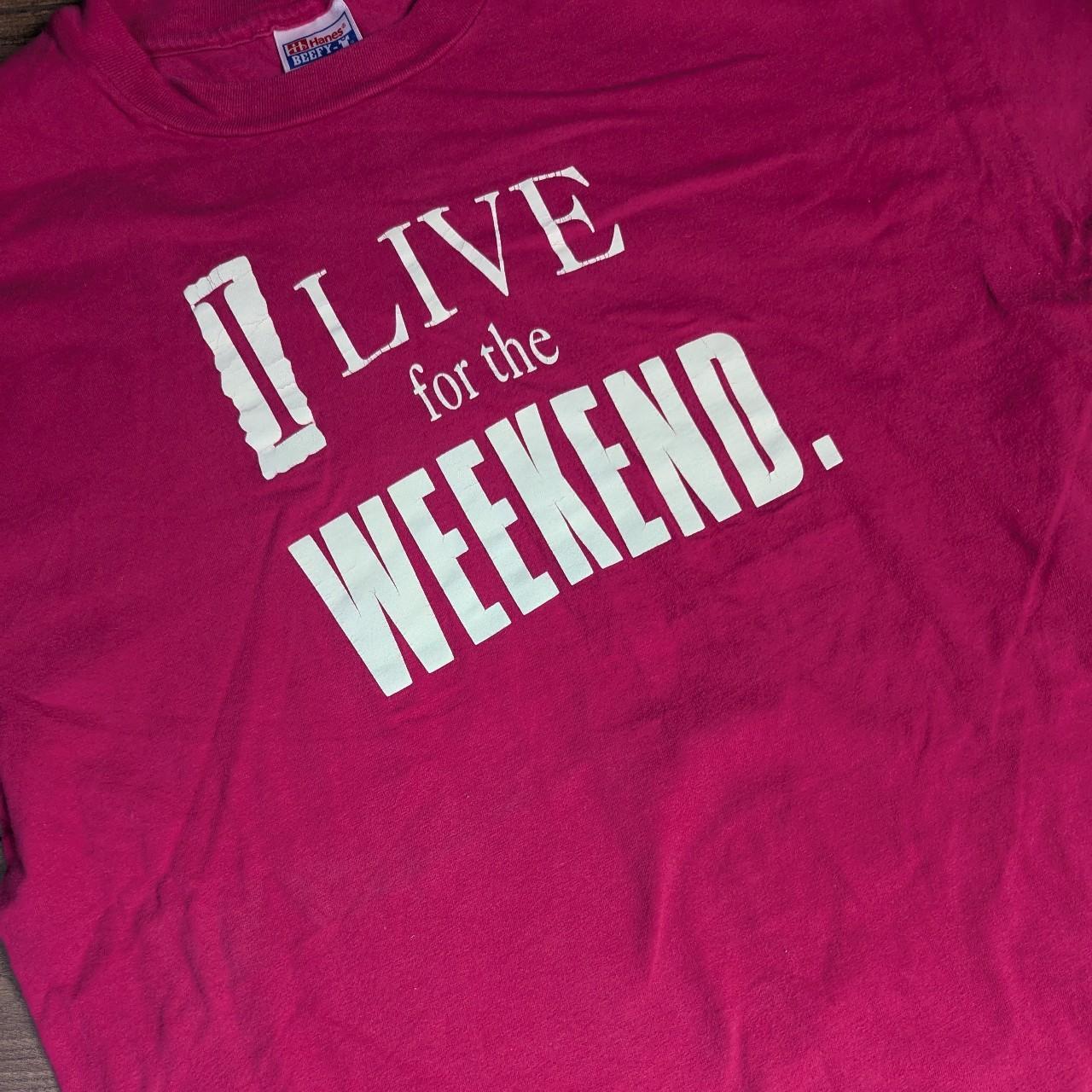 Hanes Pink Graphic Live for the Weekend Graphic Vintage T-Shirt Adults XL