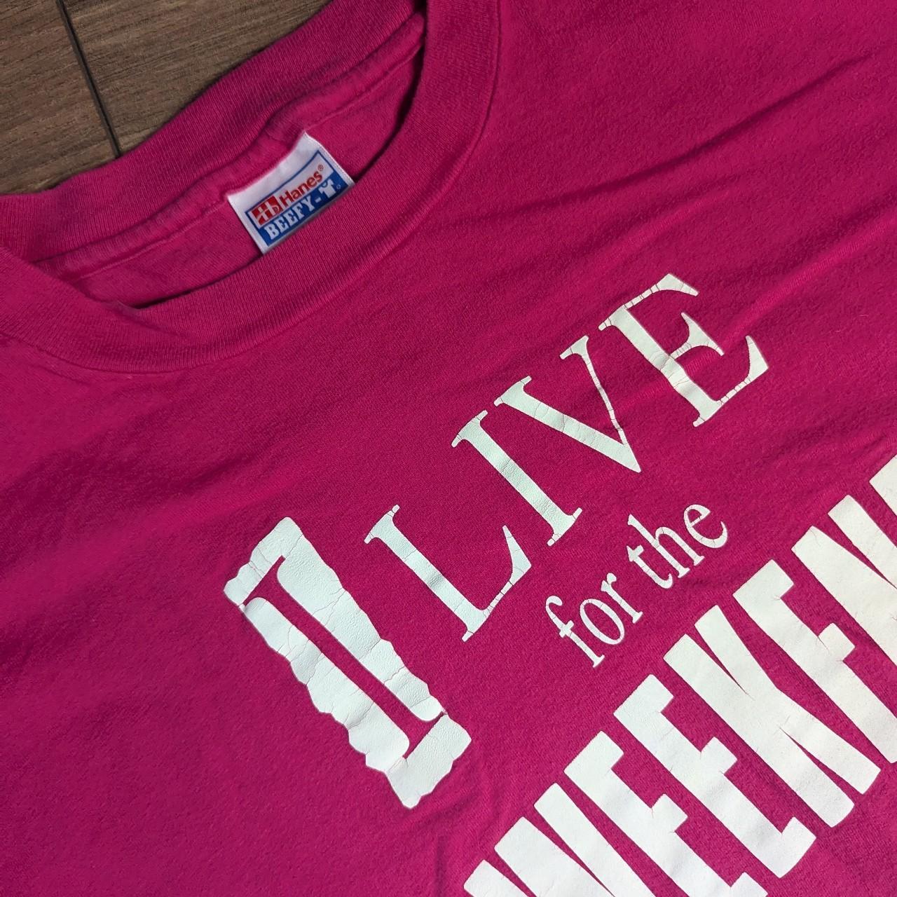 Hanes Pink Graphic Live for the Weekend Graphic Vintage T-Shirt Adults XL