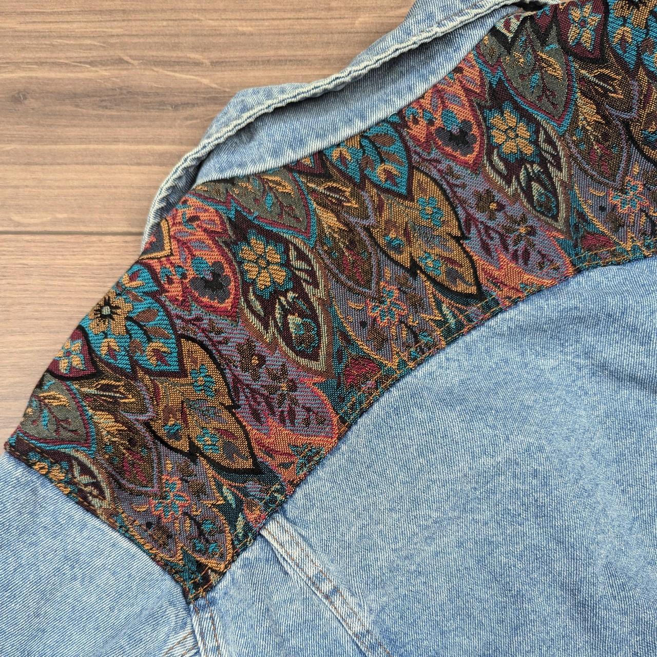 80's Vintage Cavallino Floral Paisley Lined Boxy Fit Denim Jacket