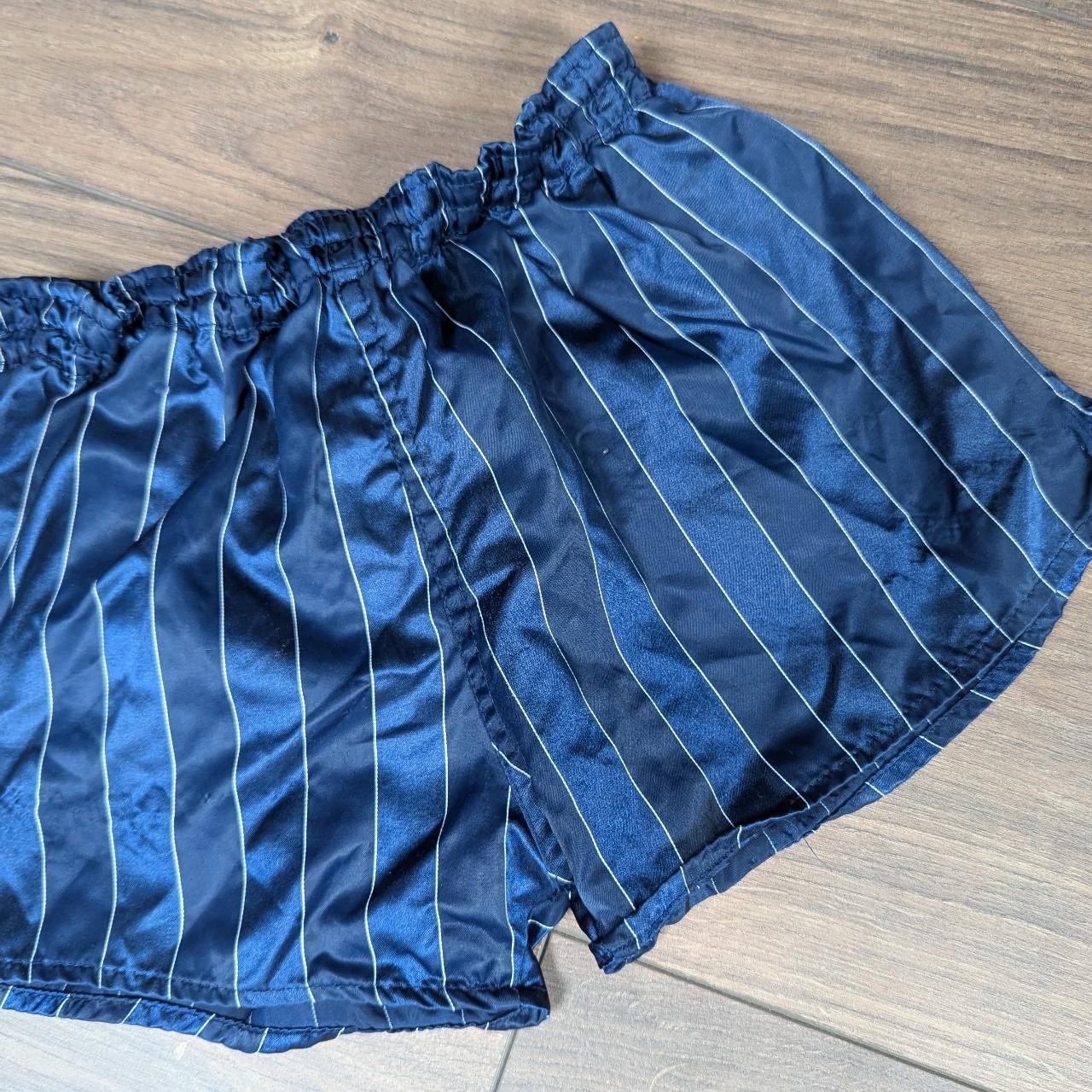 Vintage Retro 70's Blue Striped Running Shorts