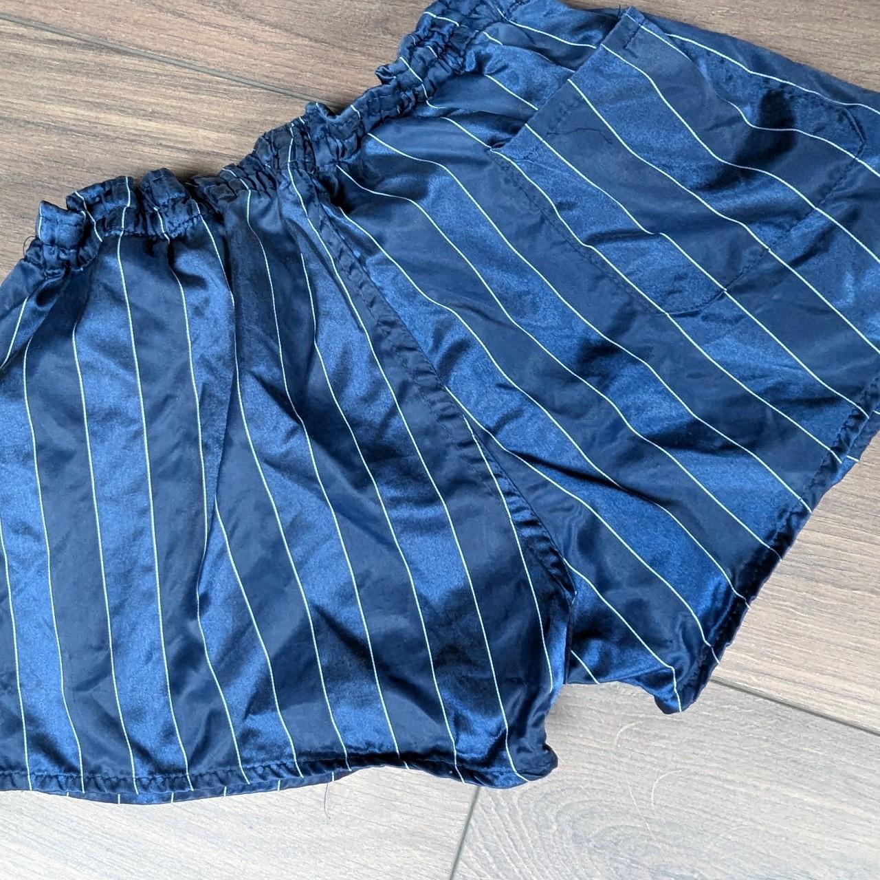 Vintage Retro 70's Blue Striped Running Shorts