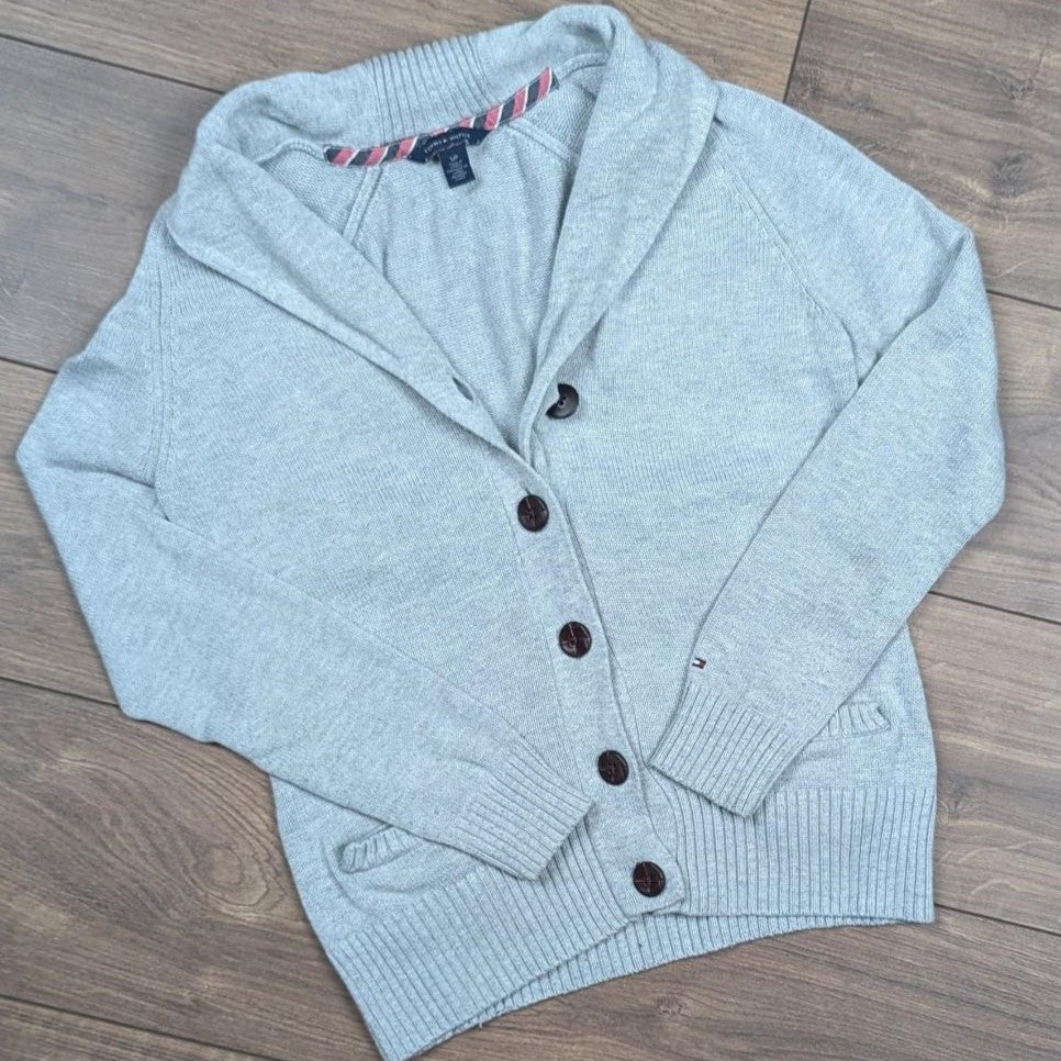 Grey Tommy Hilfiger Vintage y2k 00's Button Detail Grandad Cardigan Women's S