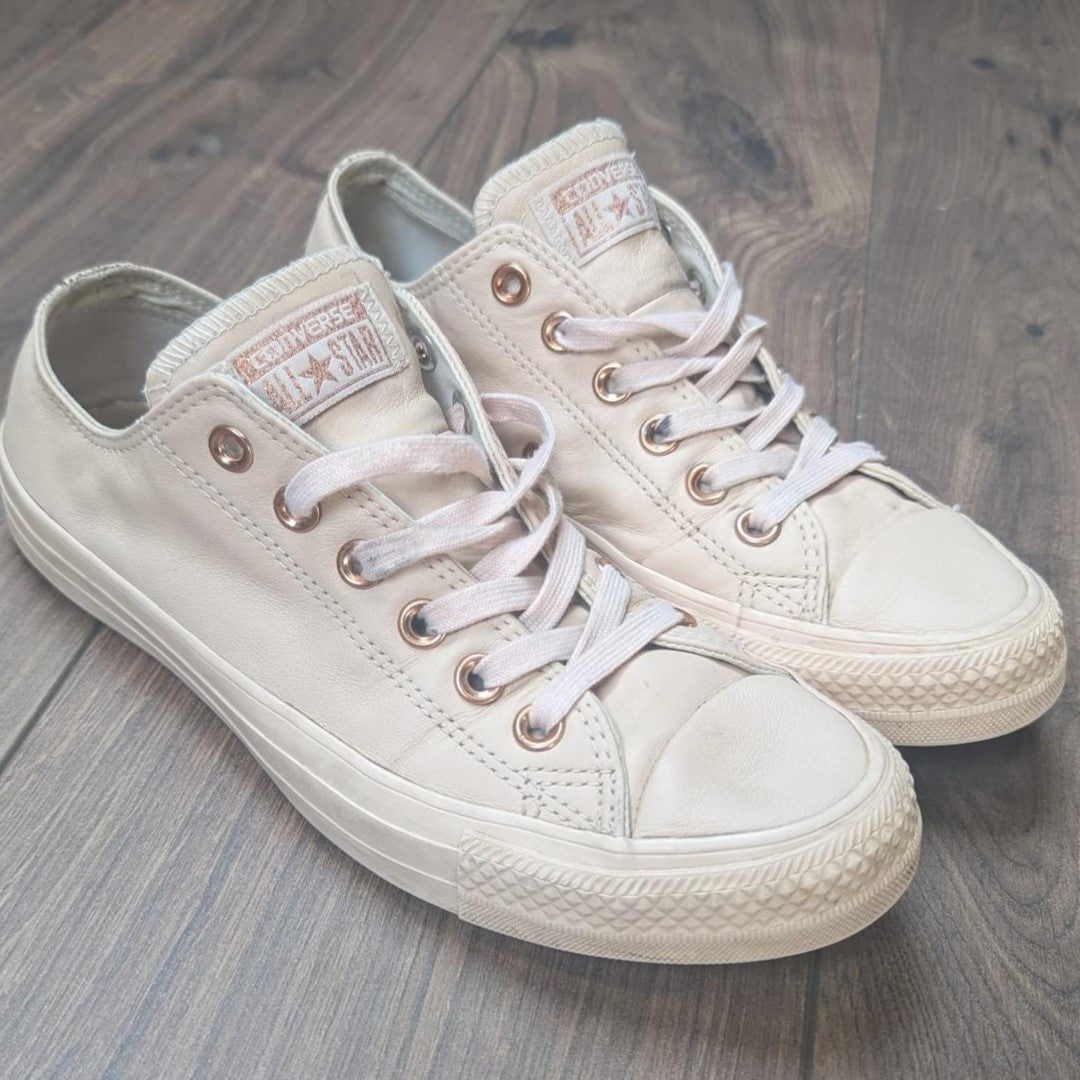 Pink/Rose Gold Leather Low Converse UK Size 6