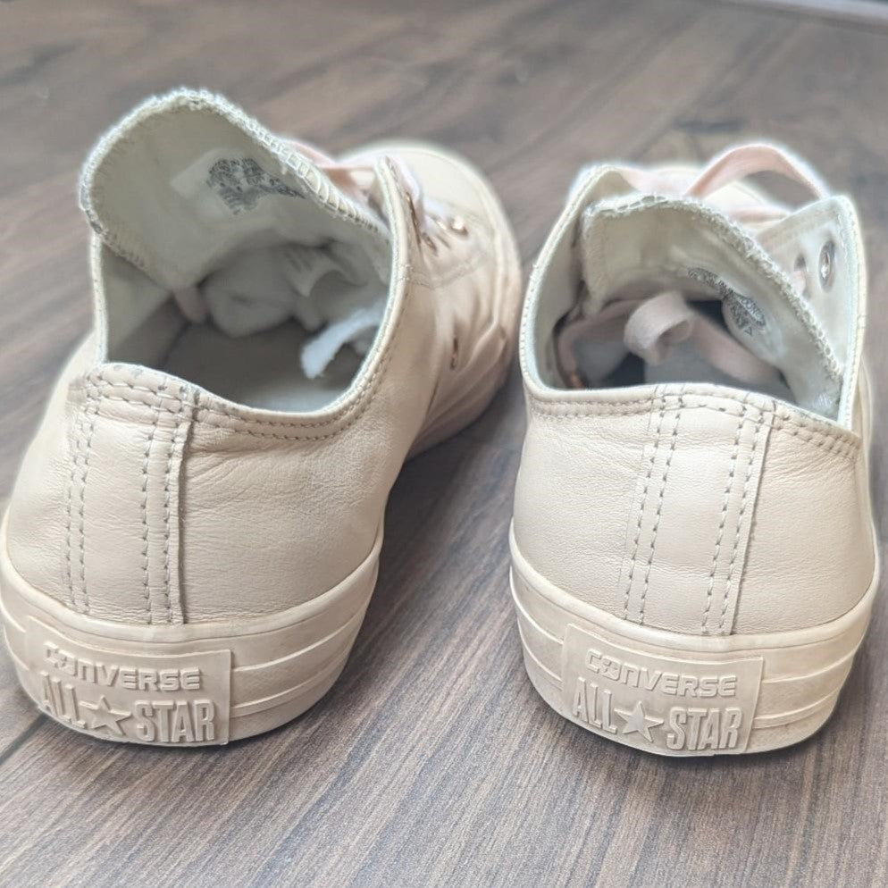 Pink/Rose Gold Leather Low Converse UK Size 6