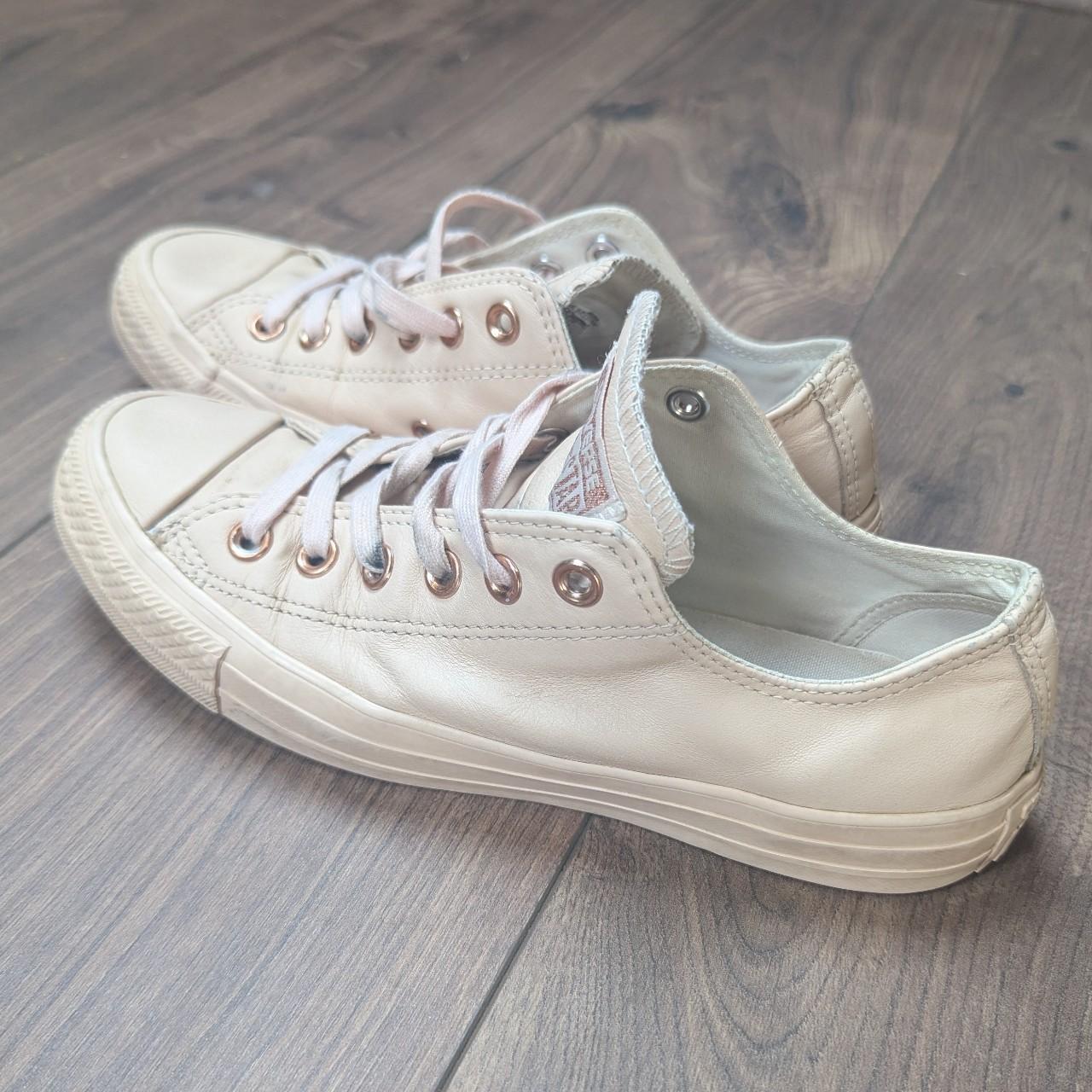 Pink/Rose Gold Leather Low Converse UK Size 6