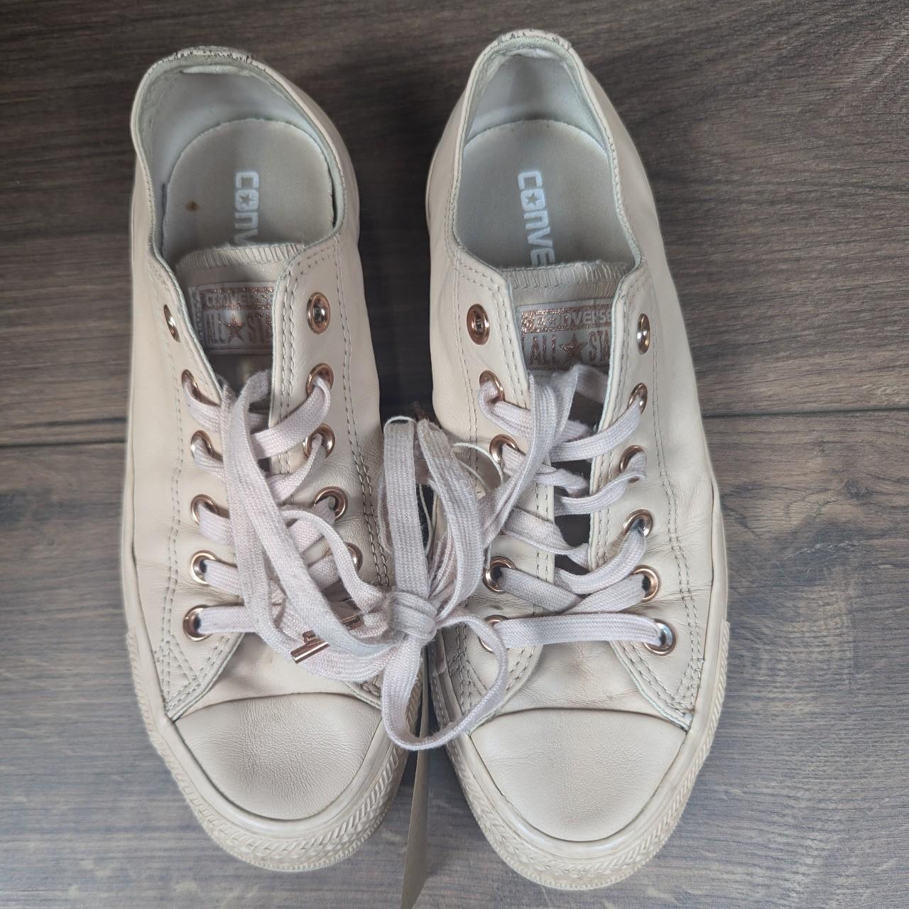 Pink/Rose Gold Leather Low Converse UK Size 6