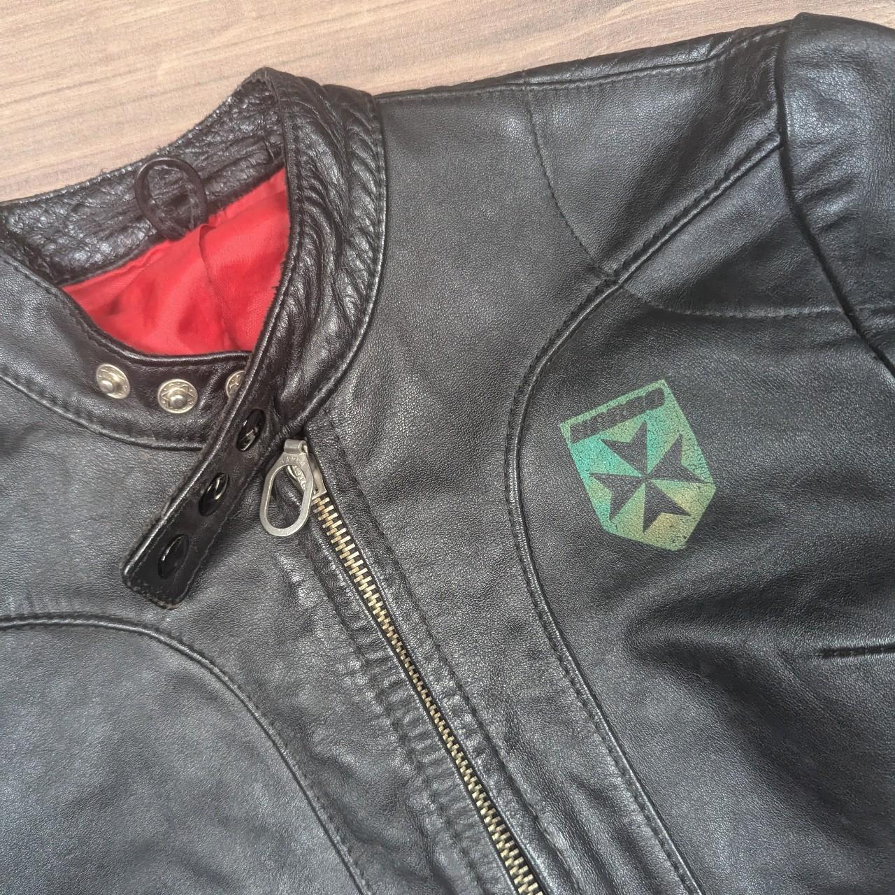 Vintage Harro Kombi Genuine Leather 1980's Black Motorcycle Jacket UK6-8