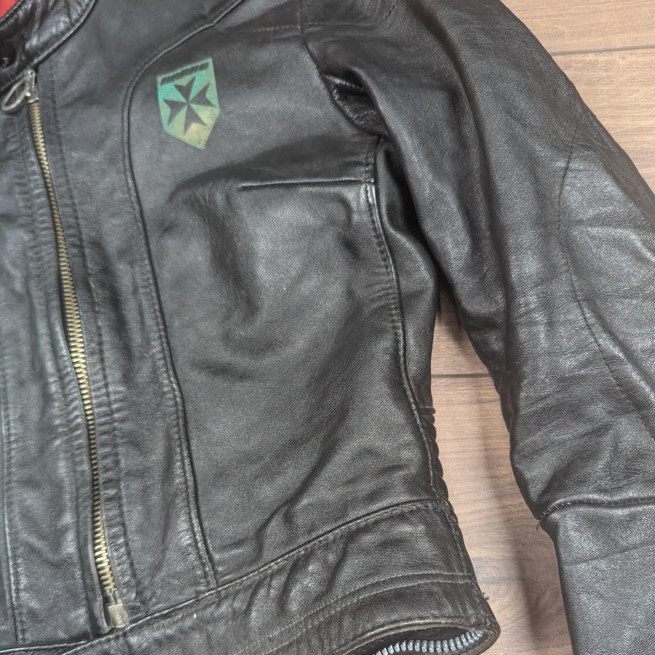 Vintage Harro Kombi Genuine Leather 1980's Black Motorcycle Jacket UK6-8