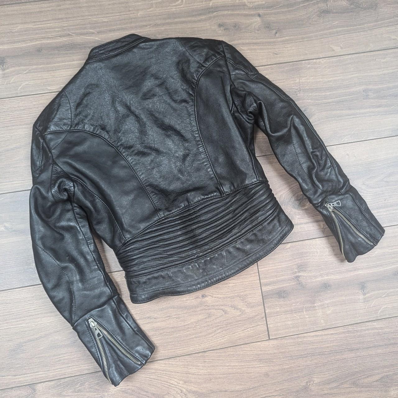 Vintage Harro Kombi Genuine Leather 1980's Black Motorcycle Jacket UK6-8