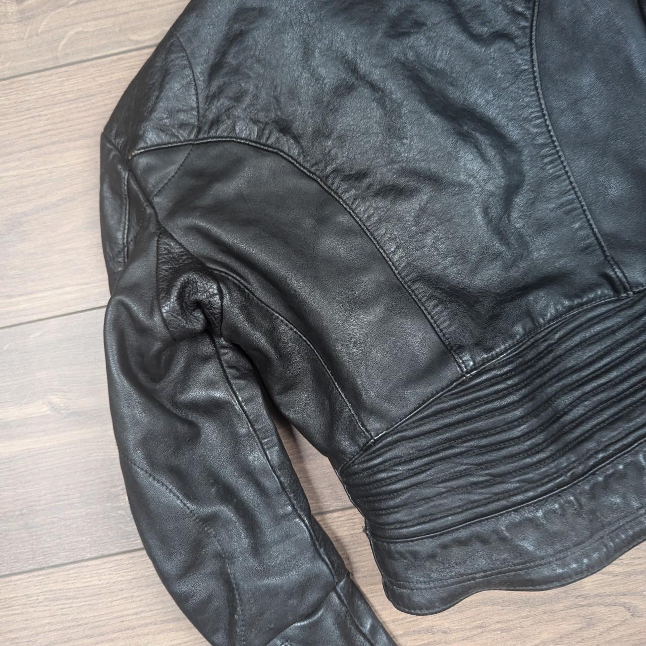 Vintage Harro Kombi Genuine Leather 1980's Black Motorcycle Jacket UK6-8