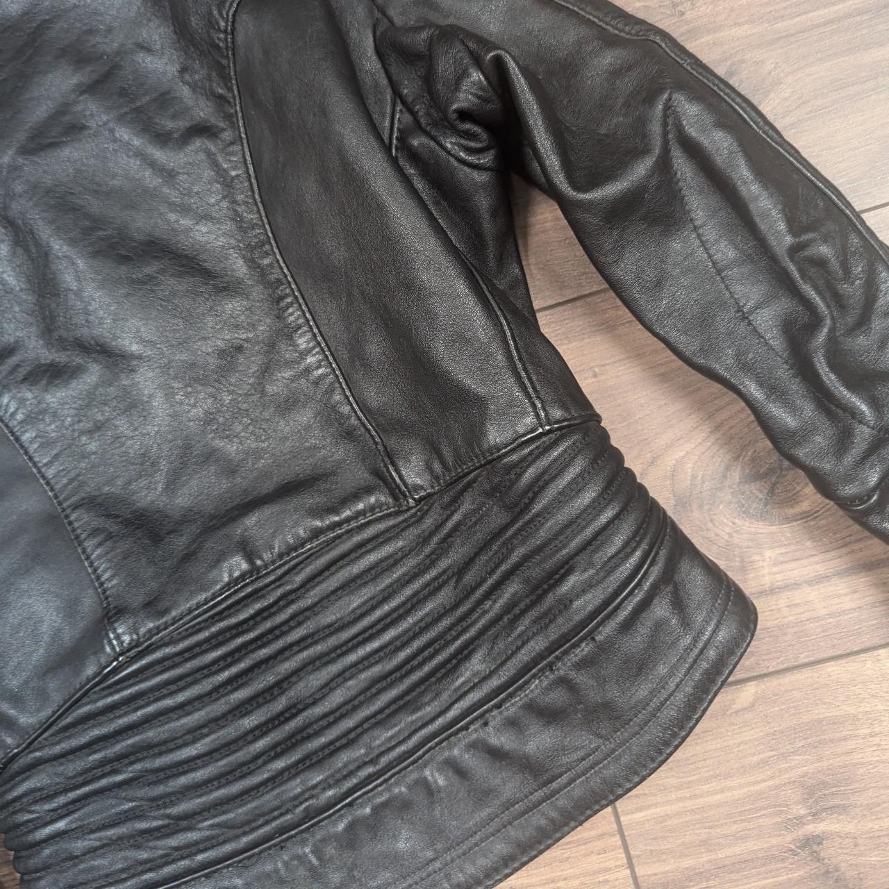 Vintage Harro Kombi Genuine Leather 1980's Black Motorcycle Jacket UK6-8