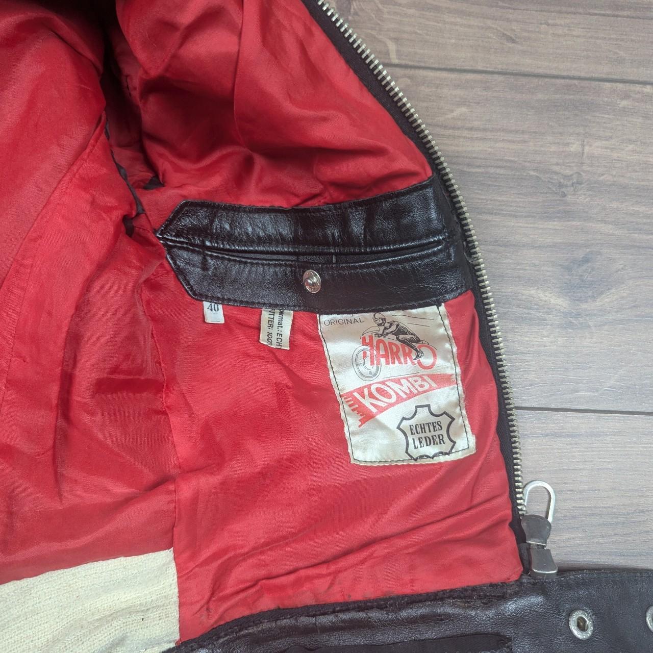 Vintage Harro Kombi Genuine Leather 1980's Black Motorcycle Jacket UK6-8
