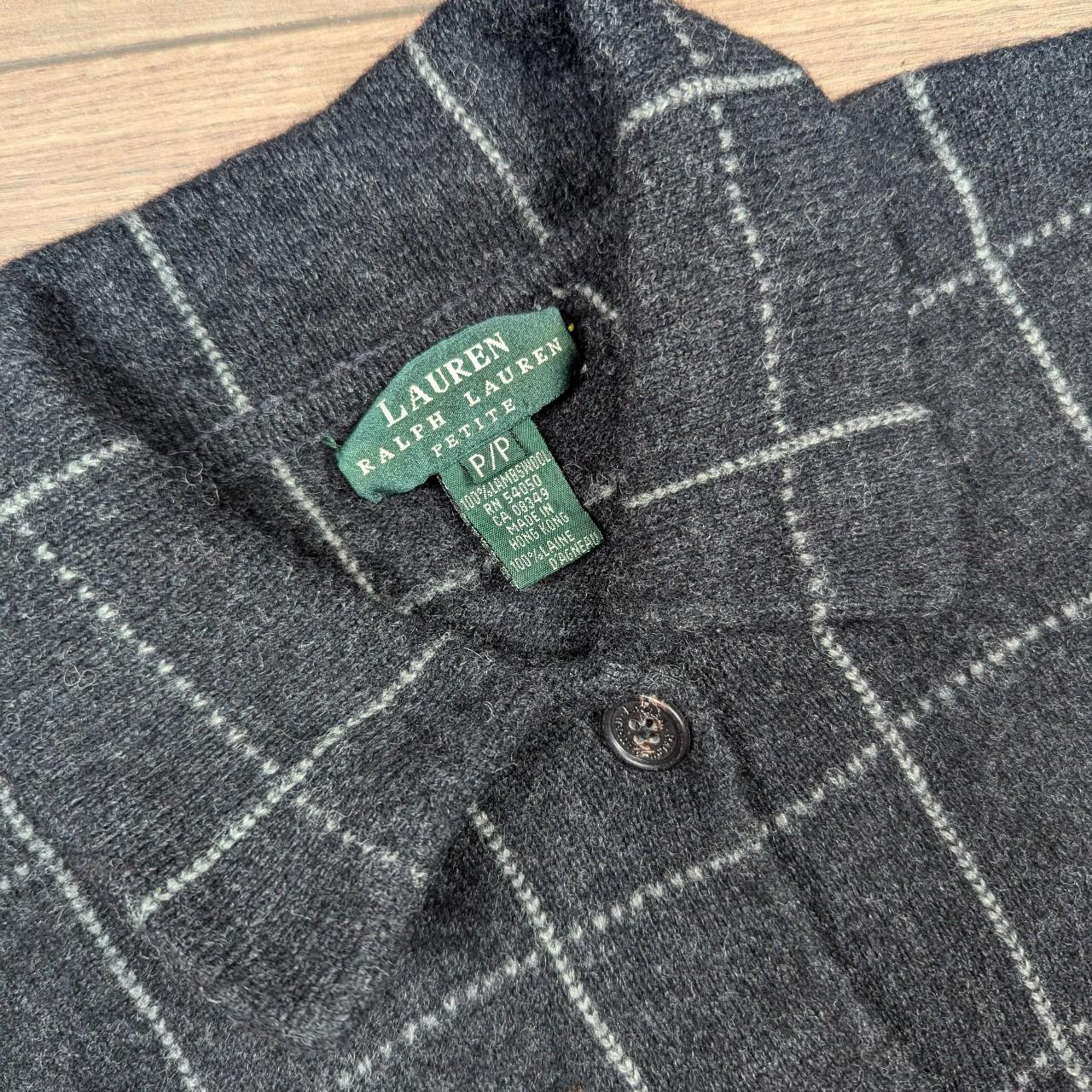Vintage Lauren Ralph Lauren Petite 100% Lamb's Wool Check Cardigan Women's S