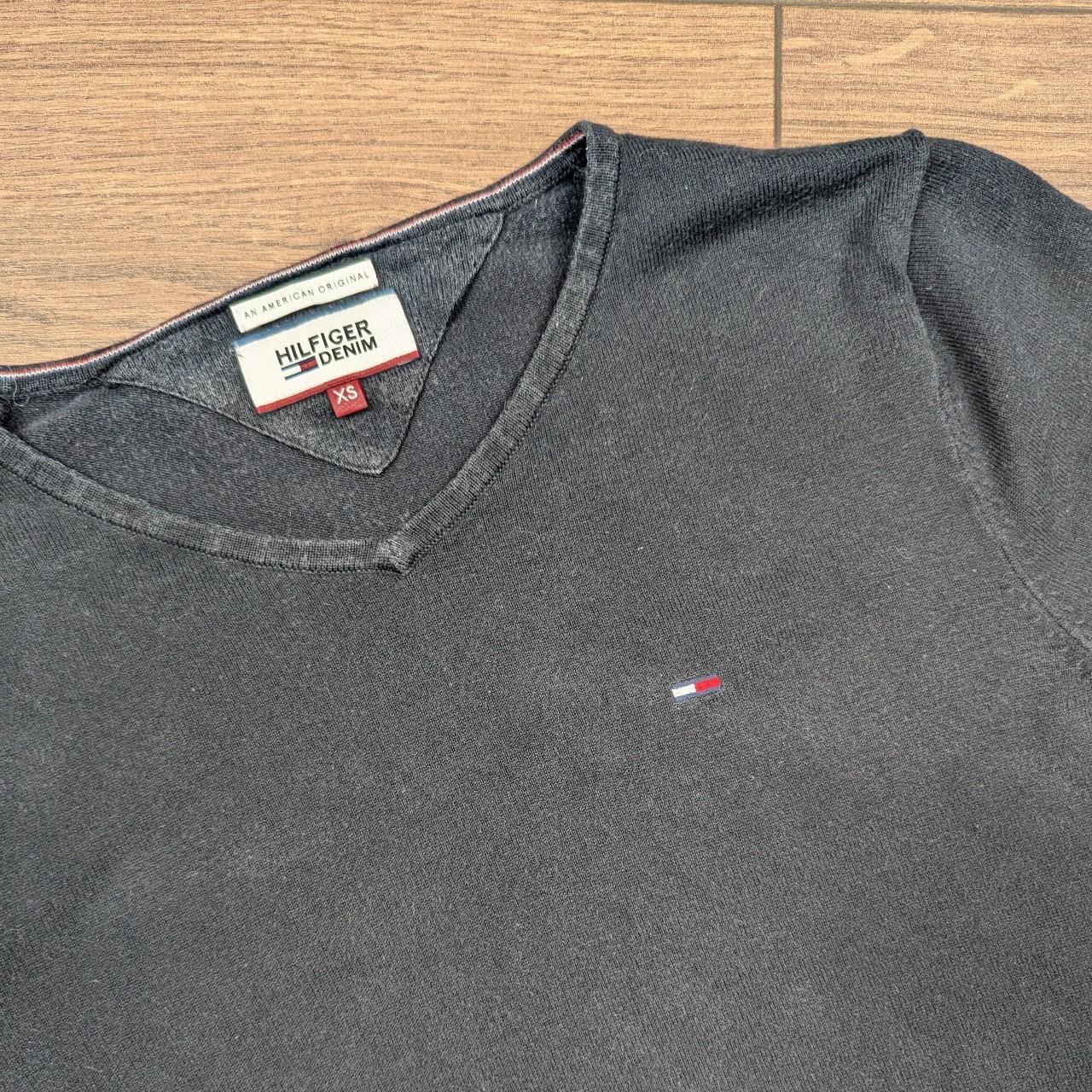 Vintage Y2K 00's Tommy Hilfiger Denim V-Neck Black Jumper Men's XS