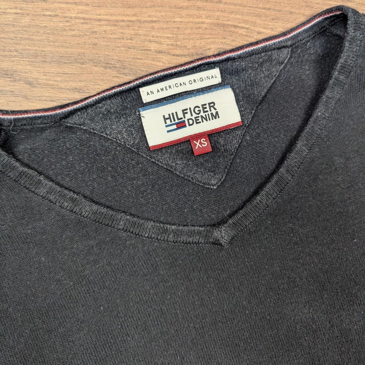 Vintage Y2K 00's Tommy Hilfiger Denim V-Neck Black Jumper Men's XS