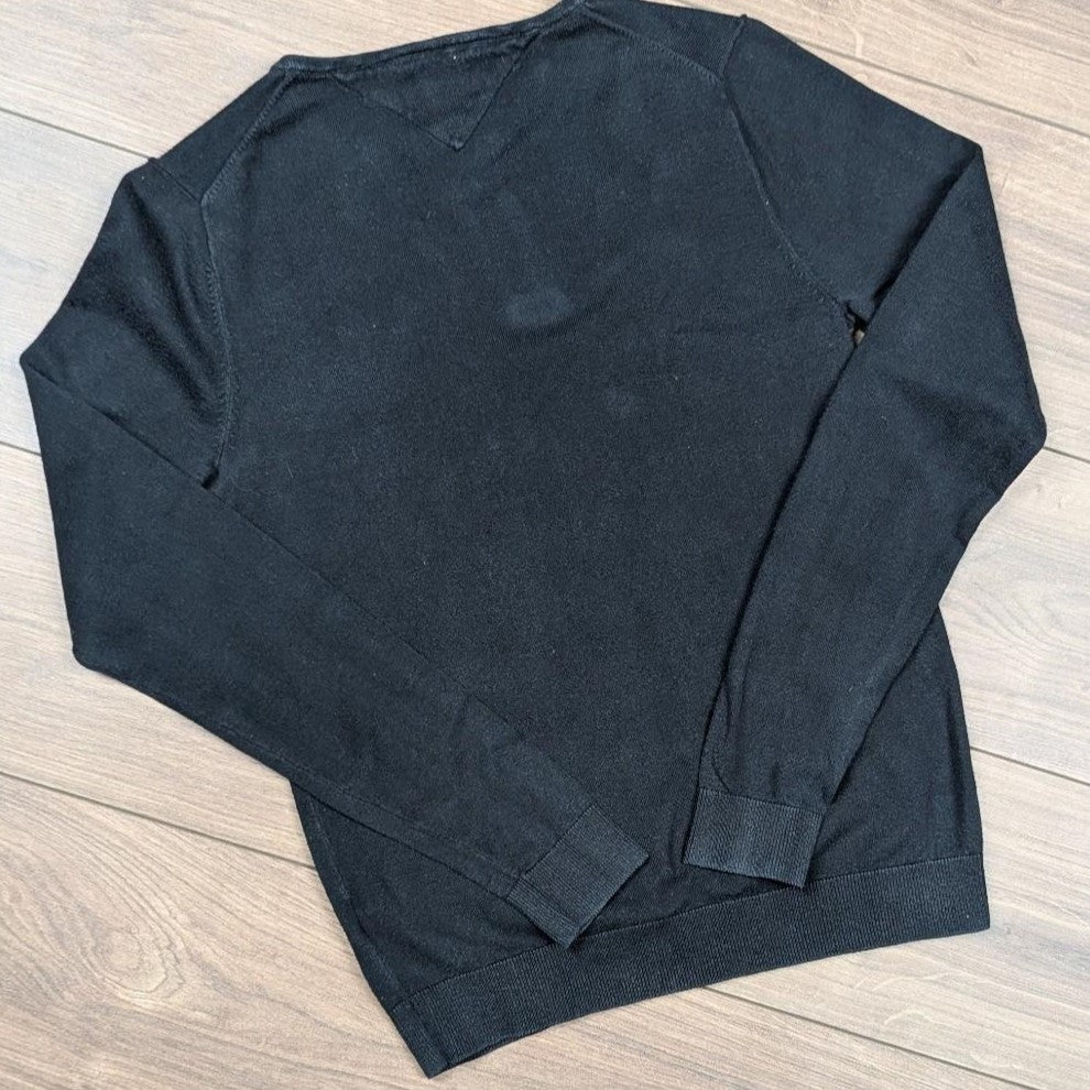 Vintage Y2K 00's Tommy Hilfiger Denim V-Neck Black Jumper Men's XS