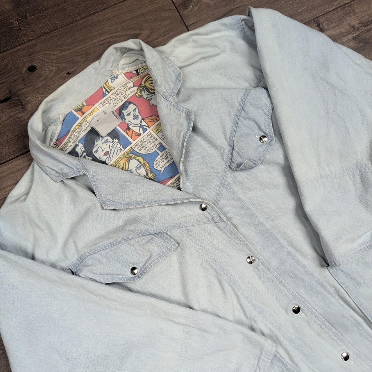 Vintage Oxford Street Paris Long Cocoon Pop Art Long Denim Jacket Made in France