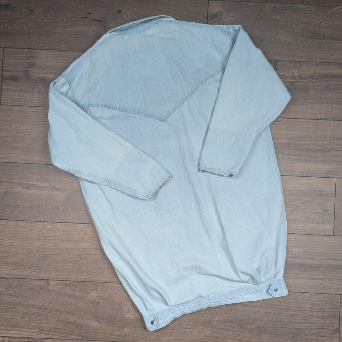 Vintage Oxford Street Paris Long Cocoon Pop Art Long Denim Jacket Made in France