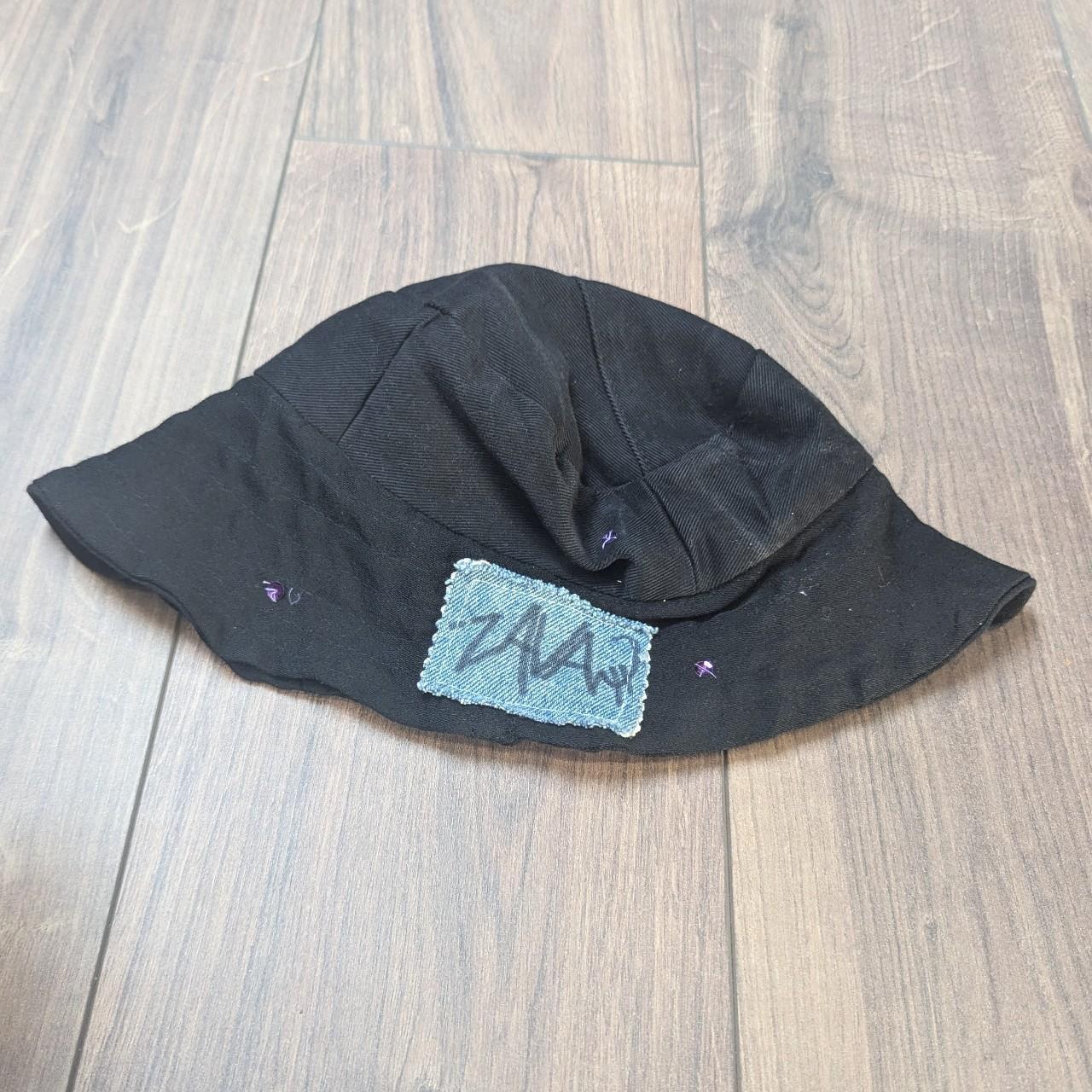 Black Denim Purple Sequin Women's Bucket Hat One Size