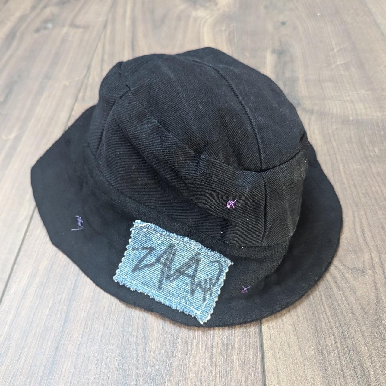 Black Denim Purple Sequin Women's Bucket Hat One Size
