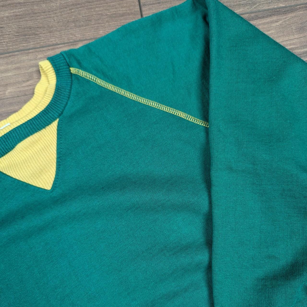 1980's Vintage Retro Green/Yellow Plain Boxy Fit Jumper/Sweatshirt