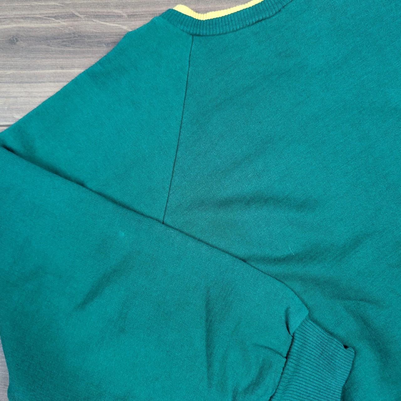 1980's Vintage Retro Green/Yellow Plain Boxy Fit Jumper/Sweatshirt