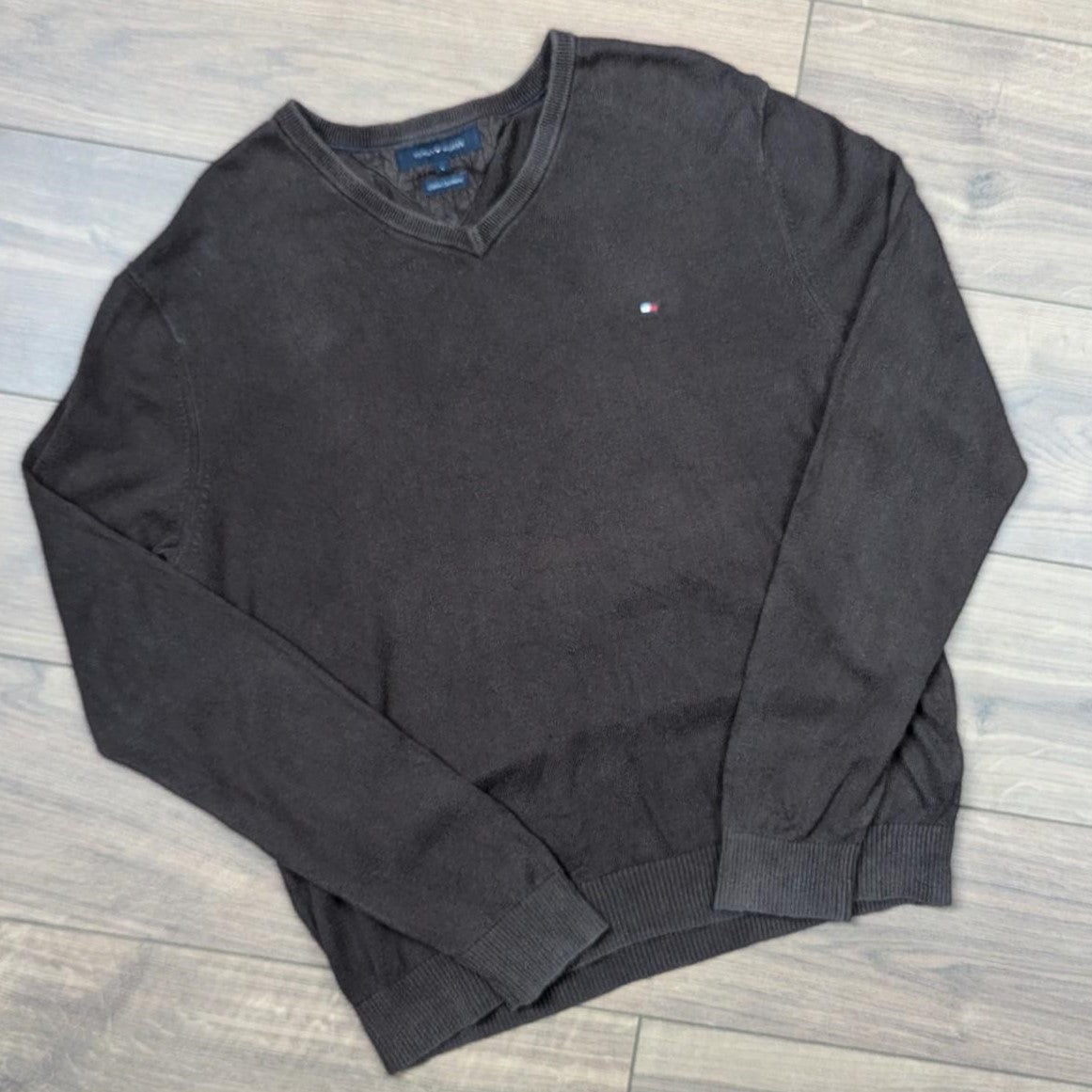 Tommy Hilfiger Brown Premium Cotton V-Neck Jumper Men's S