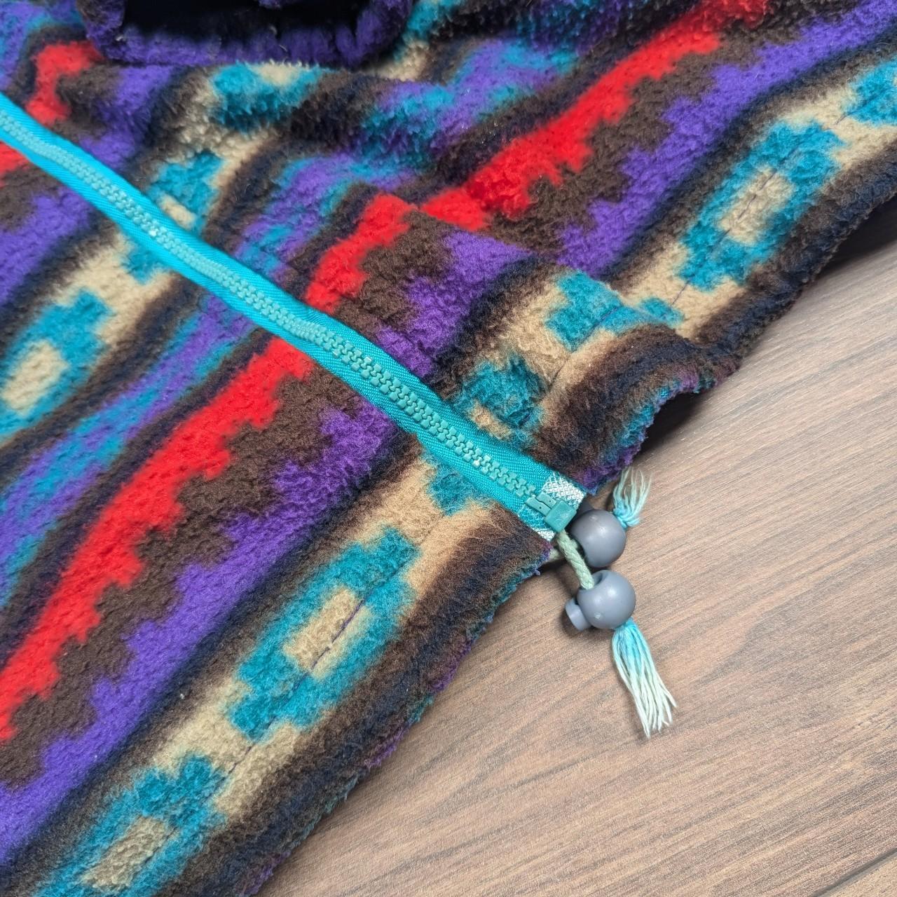 Vintage Purple/Blue/Red Pattern Winter Thick Lined Fleece Coat Jacket Men's M