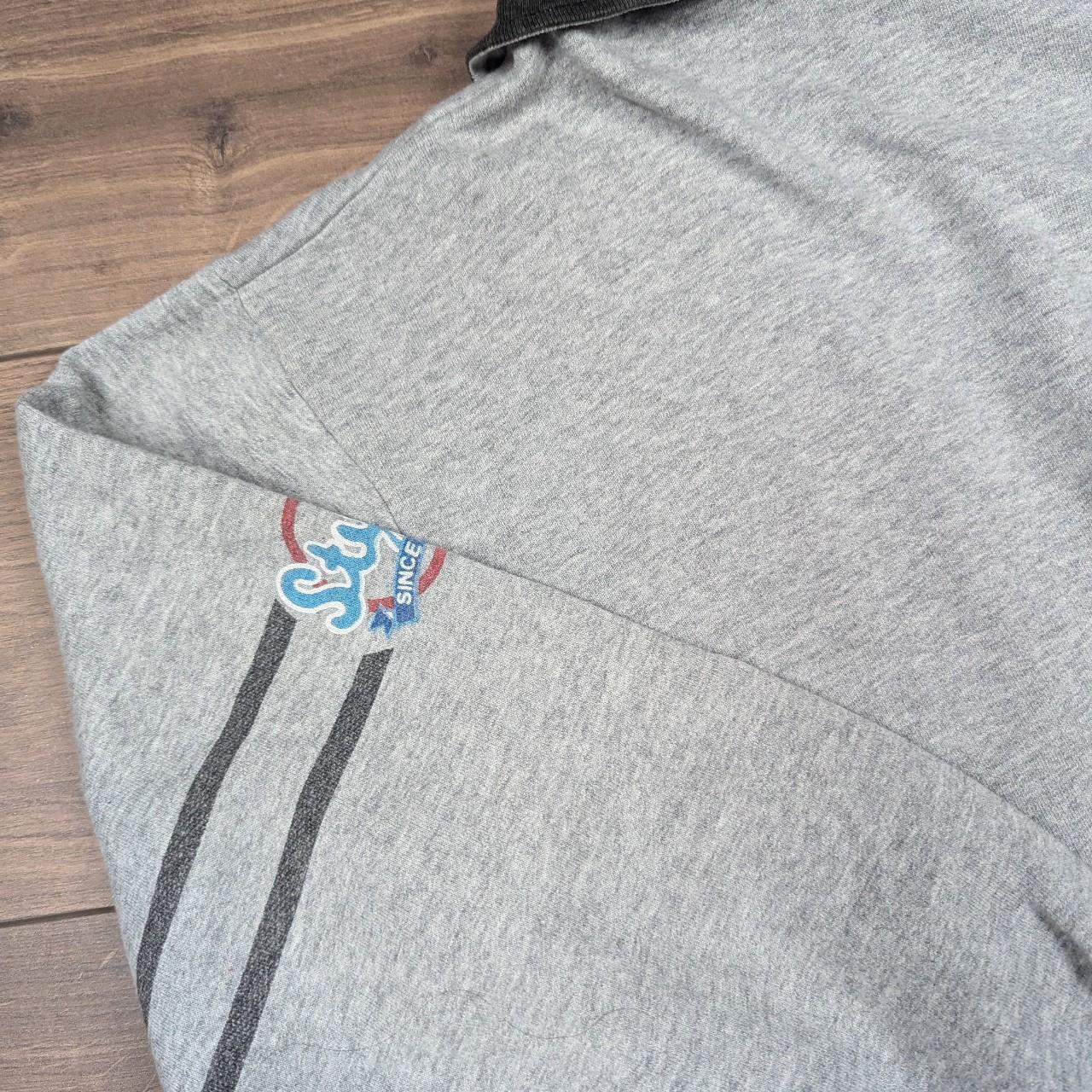 Vintage 80's Grey Quarter Zip Baseball Power Hitter Graphic Sweatshirt