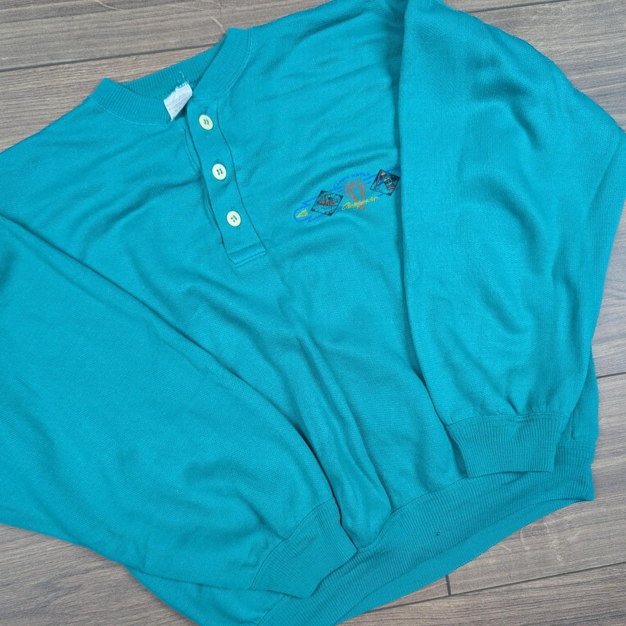 Vintage Green Button Up Canoe Graphic Made in Italy Sweatshirt Size L